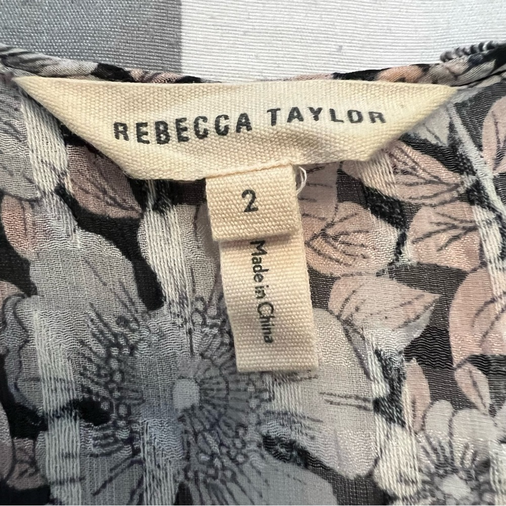 Rebecca Taylor Lindsay Boho Silk Floral Sheer Peasant Blouse Size 2 - Picture 11 of 16